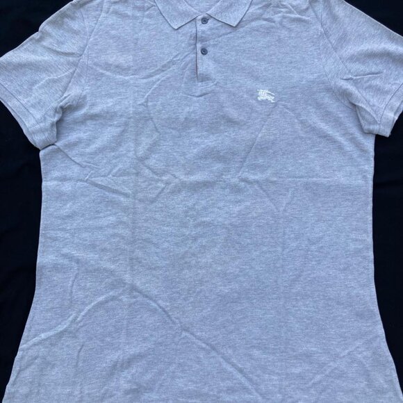 Burberry Brit Men Short Sleeve Polo Light Grey Cotton Pique Polo Shirt XL - Picture 4 of 13